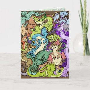 In Party Dragons zum Geburtstag verpackt Karte