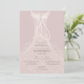 In Perlen gekleidetes Ruffelkleid-Brautparty Einladung (Stehend Vorderseite)