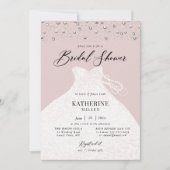 In Perlen verkleidet Elegantes Kleid Rosa Brautpar Einladung (Vorderseite)