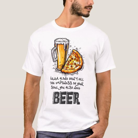 In Pizza und Bier Crust Funny Meme T-Shirt (Vorderseite)