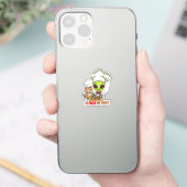 In Pizza We Trust Alien Chef Art Aufkleber (Telefon)