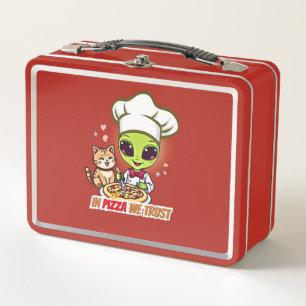 In Pizza We Trust Alien Chef Art Metall Brotdose