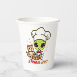 In Pizza We Trust Alien-Chef-Kunst Pappbecher
