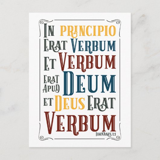 In Principio Erat Verbum Latin Bible Verse Postkarte (Vorderseite)