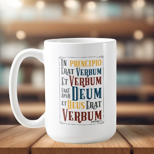 In Principio Erat Verbum Latin with English Kaffeetasse