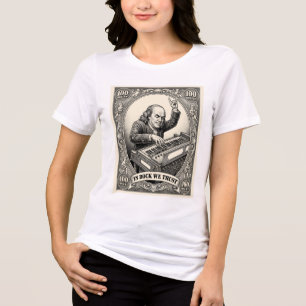 In Rock We Trust 100 Rocks Franklin Keyboarder Tri-Blend Shirt