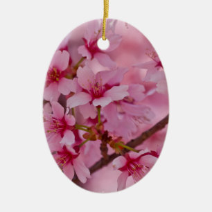In Rosa gebadete japanische Kirschblüten Keramik Ornament
