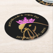 In rosa Kronen Junggeselinnen-Abschied benutzerdef Runder Pappuntersetzer (Angewinkelt)