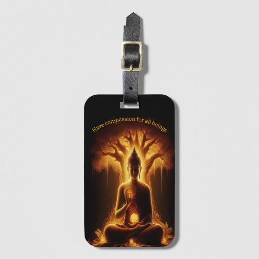 In ruhiger Betrachtung dargestellt, Gautama Buddha Gepäckanhänger (Vorderseite Vertikal)