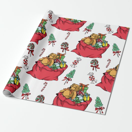 In Santa's Sack Wrapping Paper Geschenkpapier (Ungerollt)