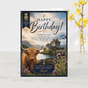 In Schottland hergestellt Kuh-Burg-Geburtstagskart Karte
