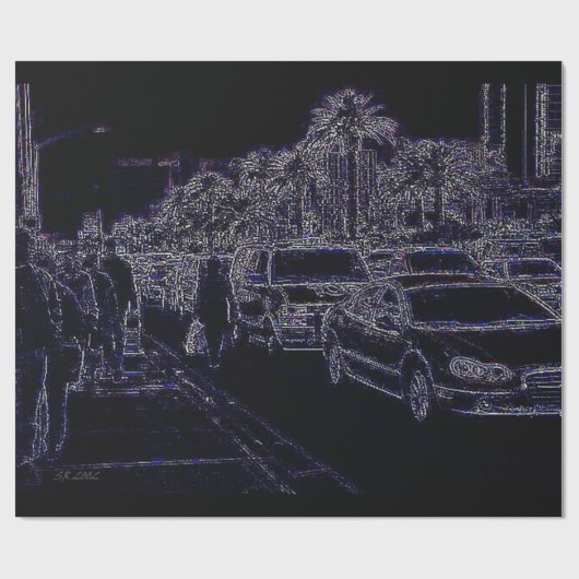 In schwarz glänzender Verpackung Geschenkpapier (Flach)