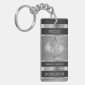 ♓ in Schwarz und SilberMesh Schlüsselanhänger (Vorderseite links)