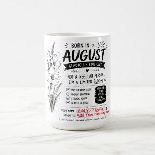 In Schwarz-Weiß geboren August Geburtstagshumor Kaffeetasse