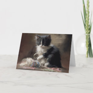 In Schwarz-Weiß-Kitten verworren Dankeskarte