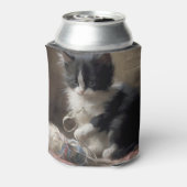 In Schwarz-Weiß-Kitten verworren Dosenkühler (Kanne Rückseite)