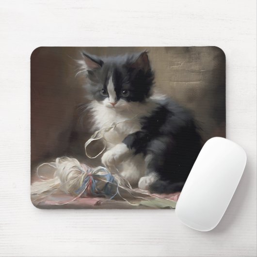 In Schwarz-Weiß-Kitten verworren Mousepad (Mit Mouse)