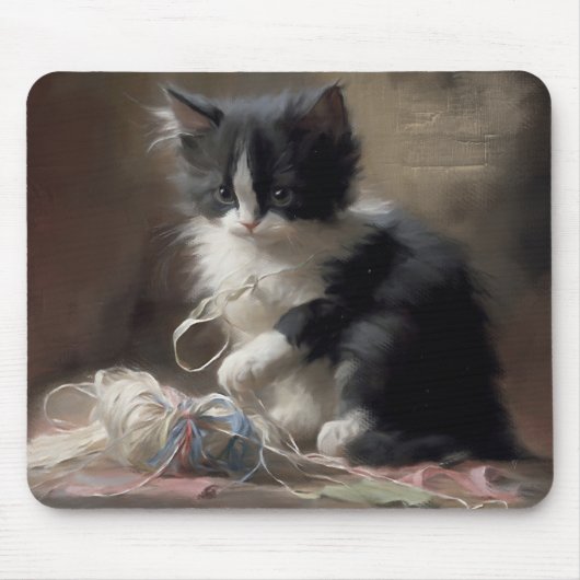 In Schwarz-Weiß-Kitten verworren Mousepad (Vorne)