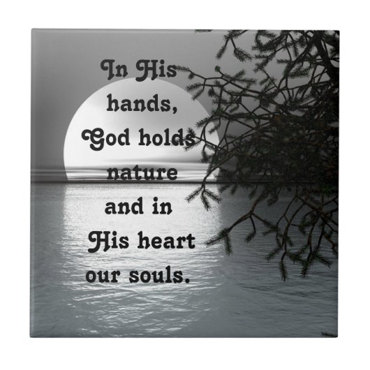 In seinen Händen, die Mond reflektieren Fliese (Vorderseite)