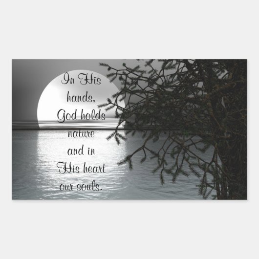 In seinen Händen reflektiert der Mondsticker Rechteckiger Aufkleber (Vorderseite)