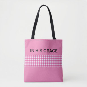 In seiner Grace Pink & Gingham Kariert Christlich Tasche
