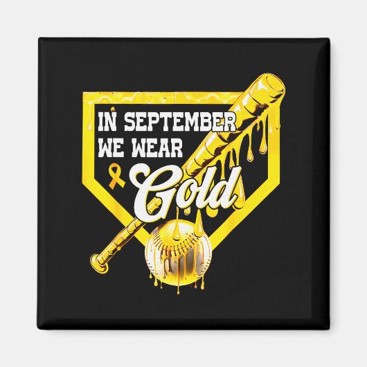 In September We Wear Gold Baseball Drip Boy Childh Magnet (Vorne)