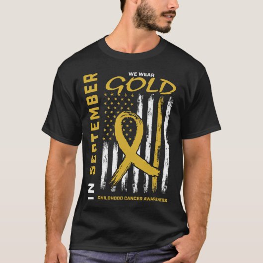 In September We Wear Gold Childhood Cancer Awarene T-Shirt (Vorderseite)