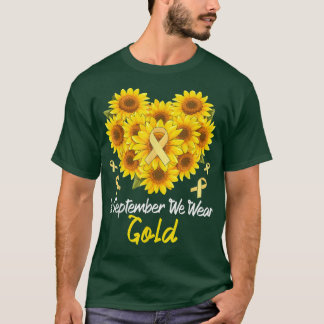 in september we wear gold sunflower Heart Childhoo T-Shirt