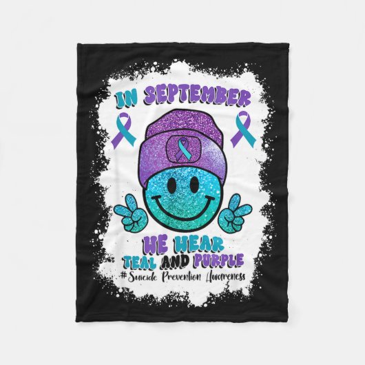 In September We Wear Teal Purple Ribbon Suicide Pr Fleecedecke (Vorderseite)