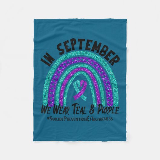 In September We Wear Teal Purple Ribbon Suicide Pr Fleecedecke (Vorderseite)