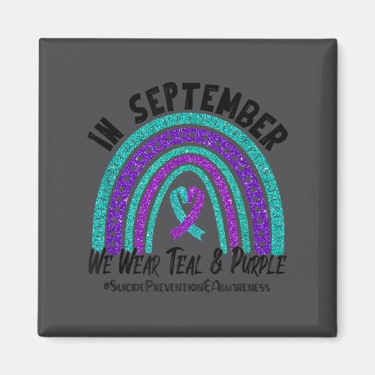 In September We Wear Teal Purple Ribbon Suicide Pr Magnet (Vorne)