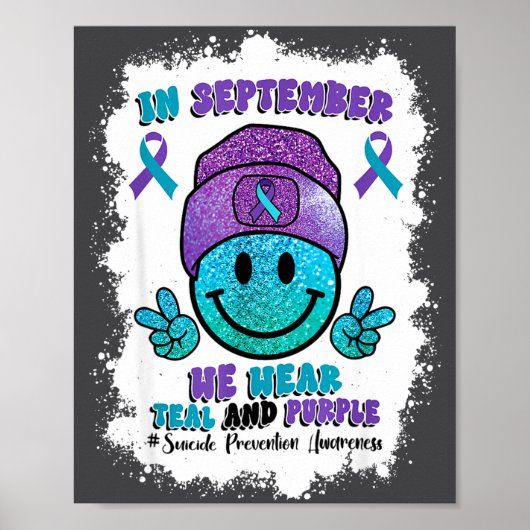 In September We Wear Teal Purple Ribbon Suicide Pr Poster (Vorne)