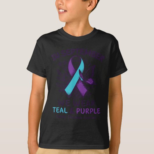 In September We Wear Teal Purple Ribbon Suicide Pr T-Shirt (Vorderseite)