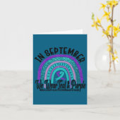 In September Wear Teal And Purple Rainbow Suicide  Karte (Gelbe Blume)