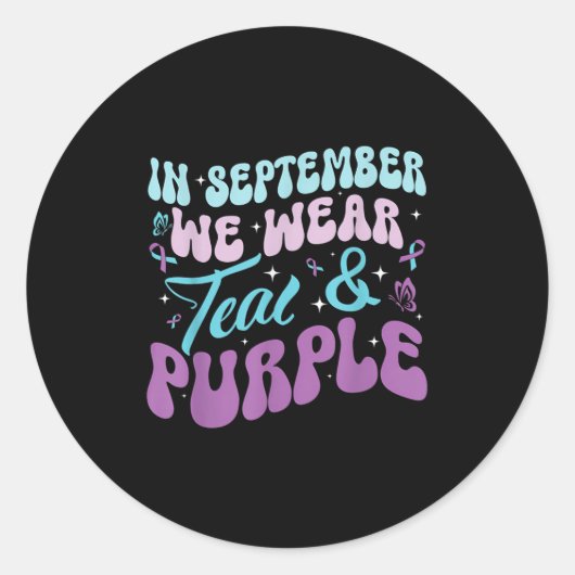 In September Wear Teal Purple Suicide Prevention A Runder Aufkleber (Vorderseite)