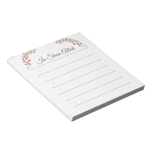 In shaa Allah islamische Notizblock (angewinkelt)