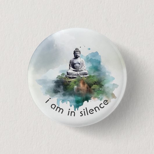 In Silence Buddha Meditation Button für Retreat #1 (Vorderseite)