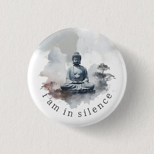 In Silence Buddha Meditation Button für Retreat #4 (Vorderseite)