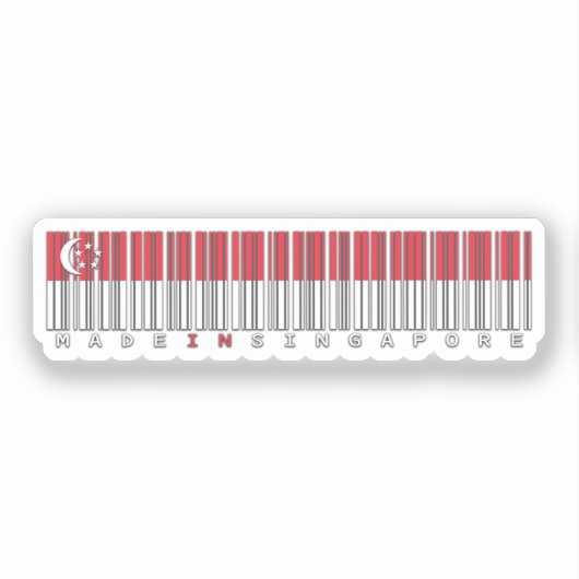 In Singapur hergestelltes Barcode-Flaggen-Design Aufkleber (Vorderseite)