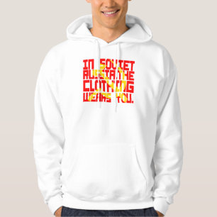 In Sowjetrussland trägt die Kleidung Sie Hoodie