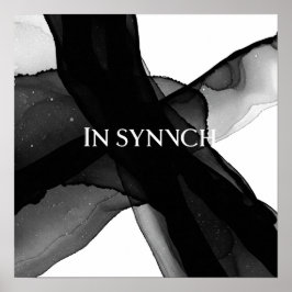 "In Synch" Schwarzweiß Abstrakte Gerahmte Mauer Ku Poster