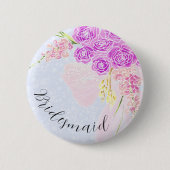 In The Blue-Sweet Pink Bow Bouquet-Brautjungfer Button (Vorderseite)