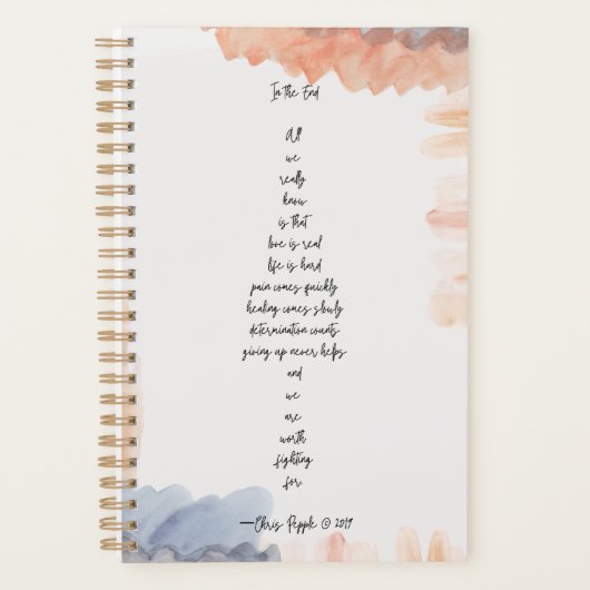 "In the End" Gedicht Jahr Planer (Vorderseite)