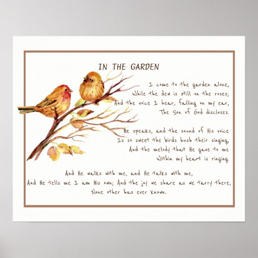 ~In the Garden Comforcieren Hymn Garden Bird Art P Poster (Vorne)