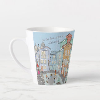 "In the lane, snow is glistening" cute winter mug Milchtasse