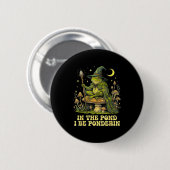 In The Nd I Be Nderin Lustiger Weiser Frosch Zaube Button (Vorne & Hinten)