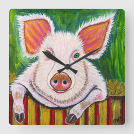 In the Pig Pen Quadratische Wanduhr
