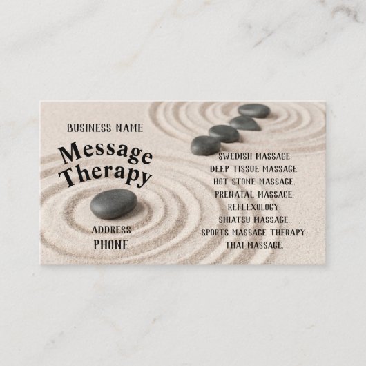 In the Sand Message Therapy Business Card Visitenkarte (Vorderseite)