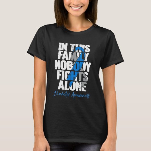 In This Family Nobody Fights Alone Grey Blue Ribbo T-Shirt (Vorderseite)