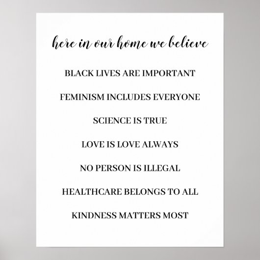 In This House We Believe Modern Minimalist Design Poster (Vorne)